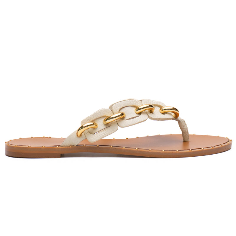 Gold Detail White Sandals