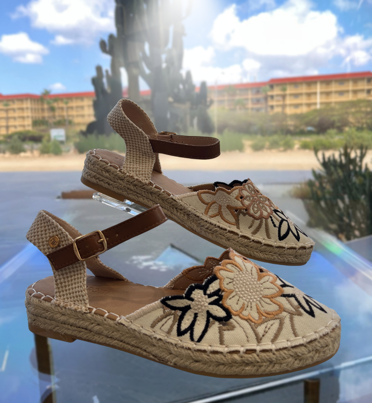 Beige Floral Sandals