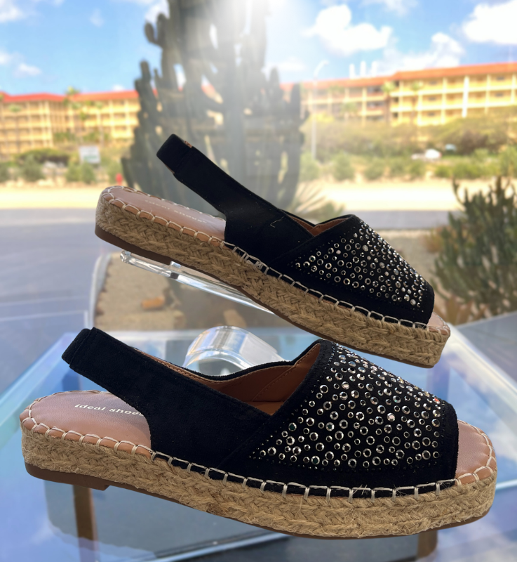 Black Slingback Studded Sandals