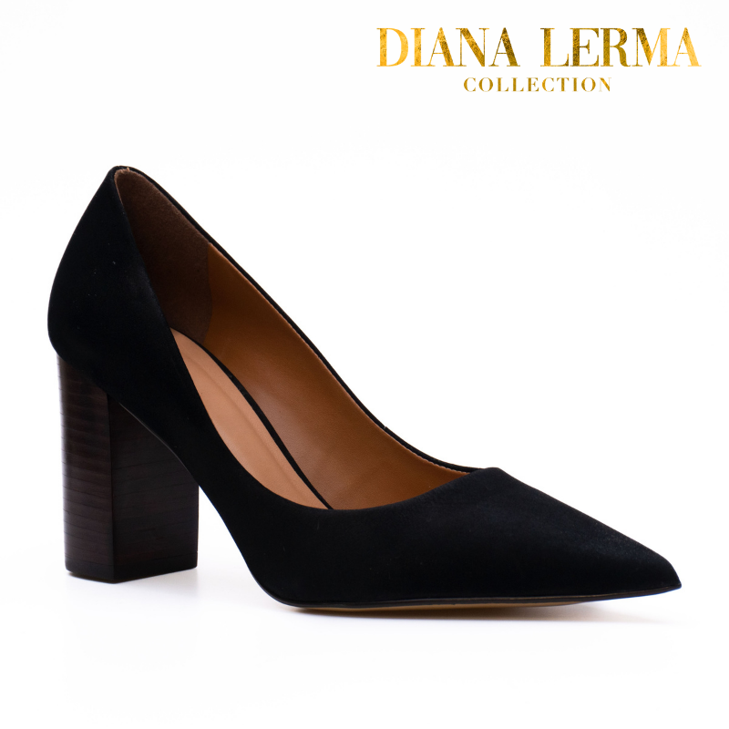 Black Pointy Block Heels