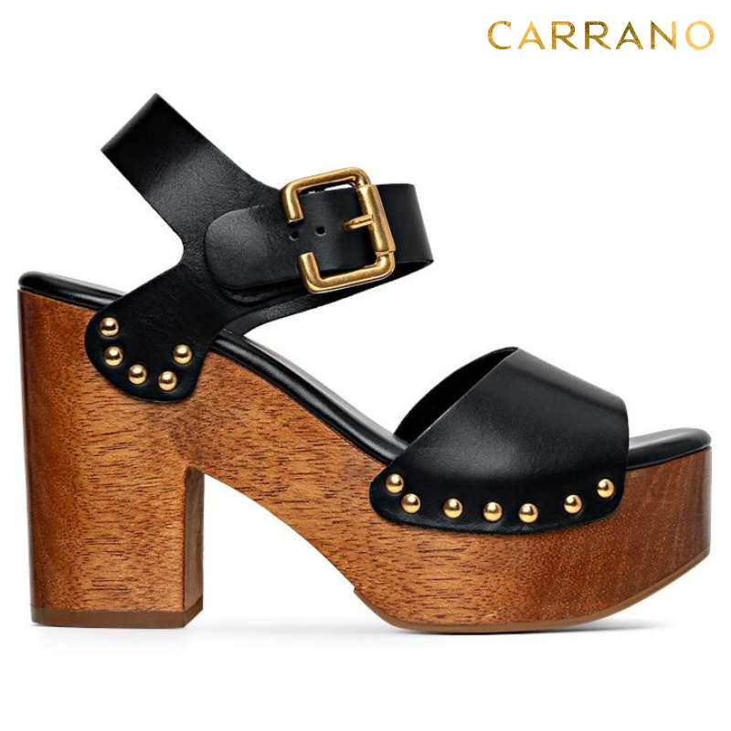 Black Chunky Block Heels