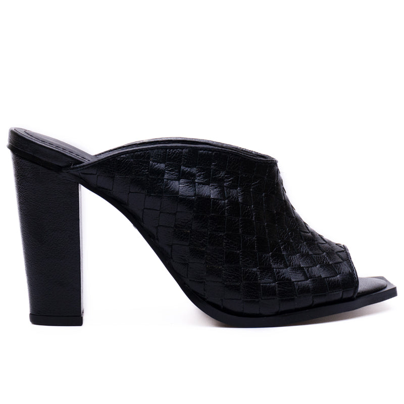 Black Slide Block Heels