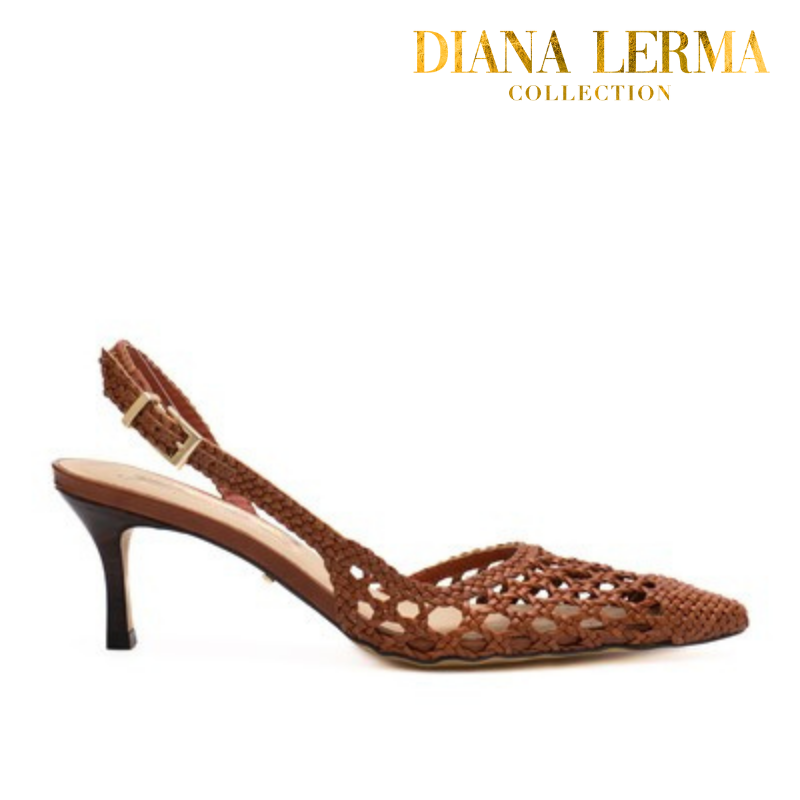 Brown Knit Kitten Heels