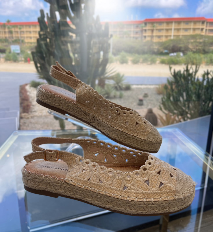 Creme and Beige Slingback Sandals