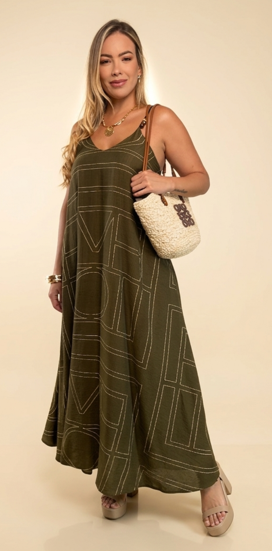 green geometric maxi dress Linen Embroidered Geometric Maxi Dress – D Shop Aruba