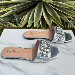Silver Slide Sandals
