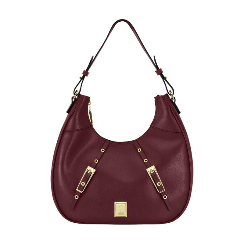 Gold Details Burgundy Handbag