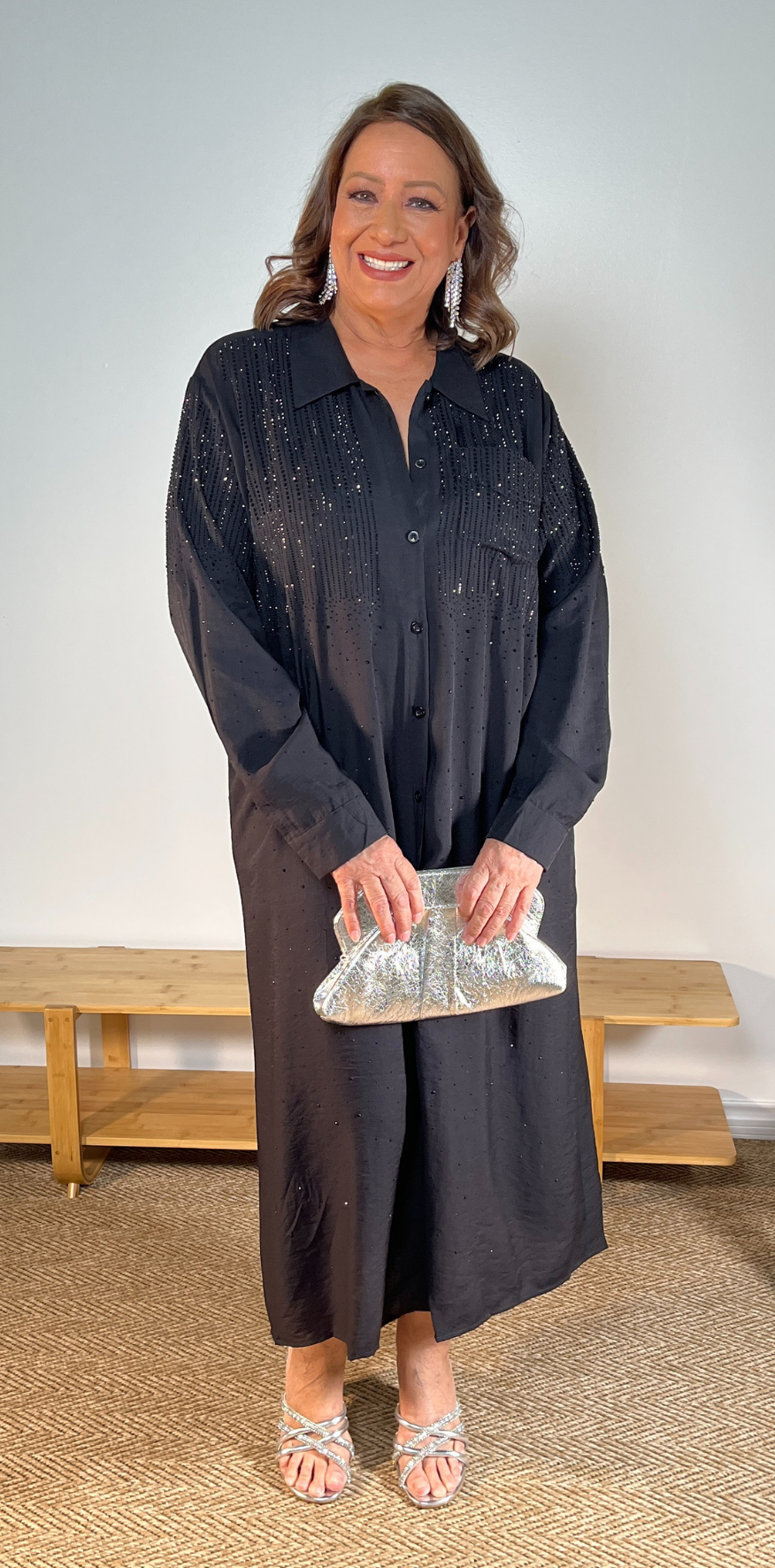 Multi Studded Buttoned Dress