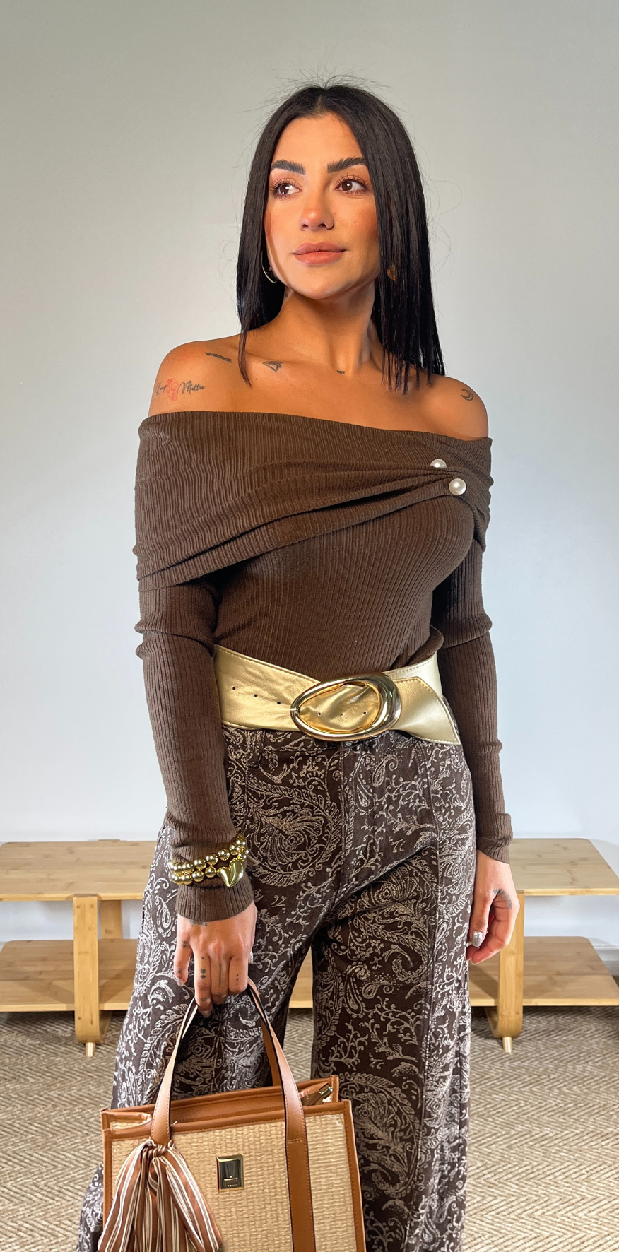 Brown Knit Blouse