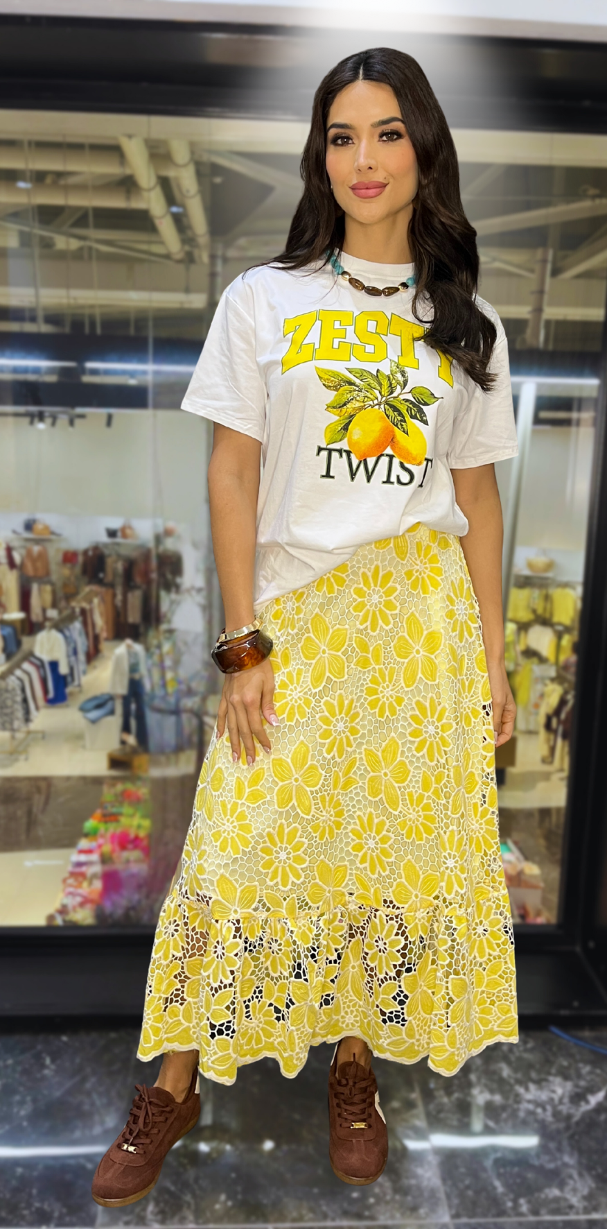 Yellow Floral Skirt