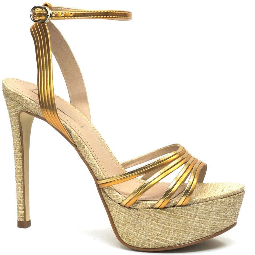 Gold Strappy Pumps
