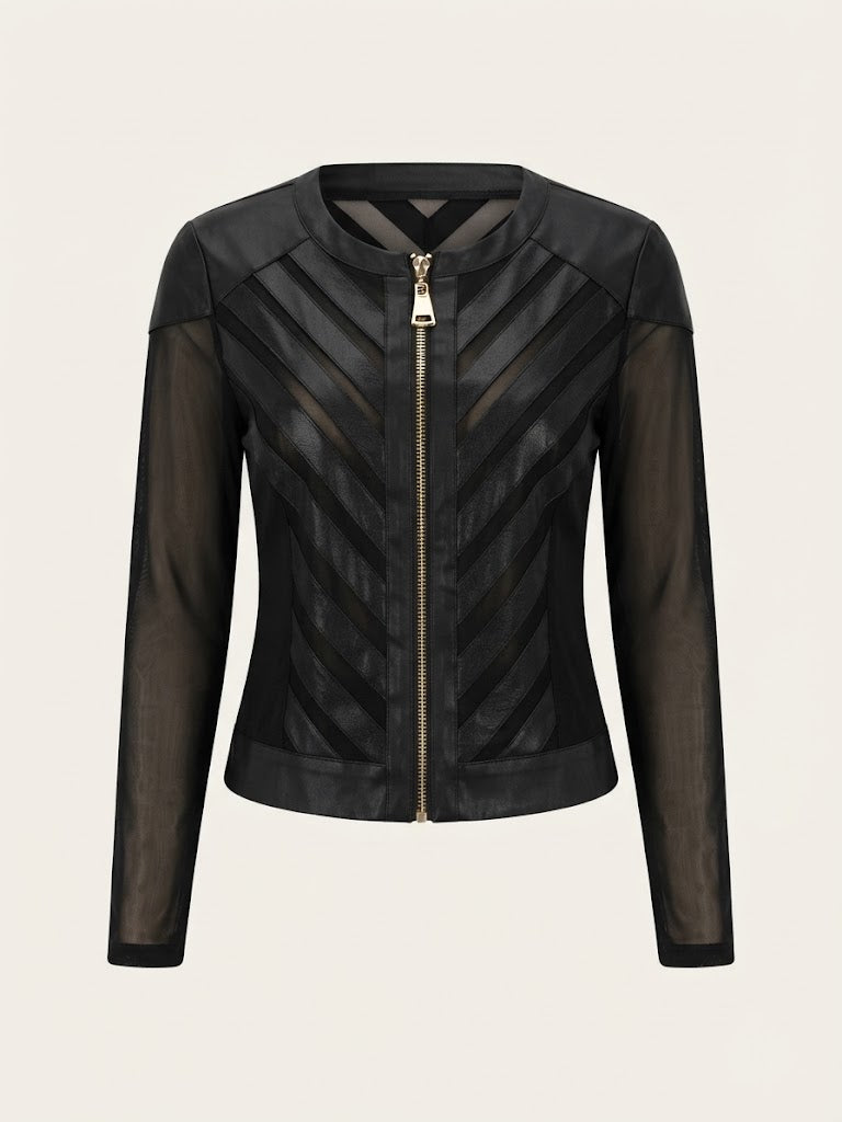Striped Mesh Accent Jacket