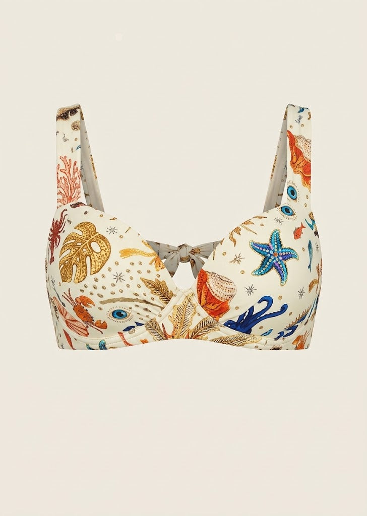 Oceanic Motif Bikini Top