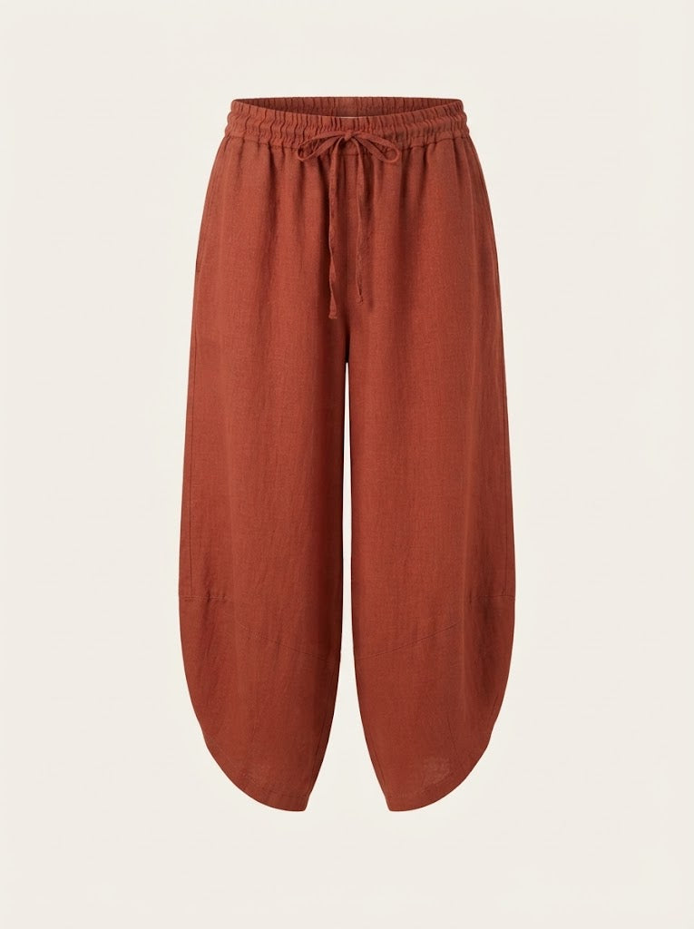 Linen Drawstring Harem Trousers