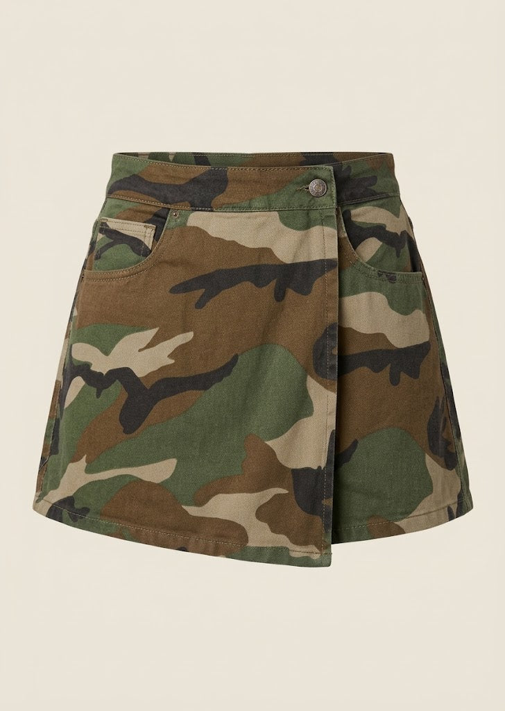 Camo Print Wrap Skort