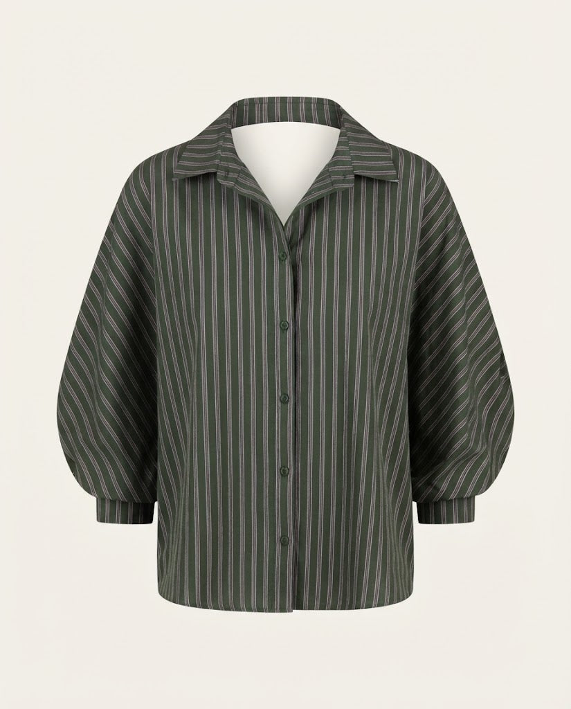 Striped Balloon Sleeve Blouse