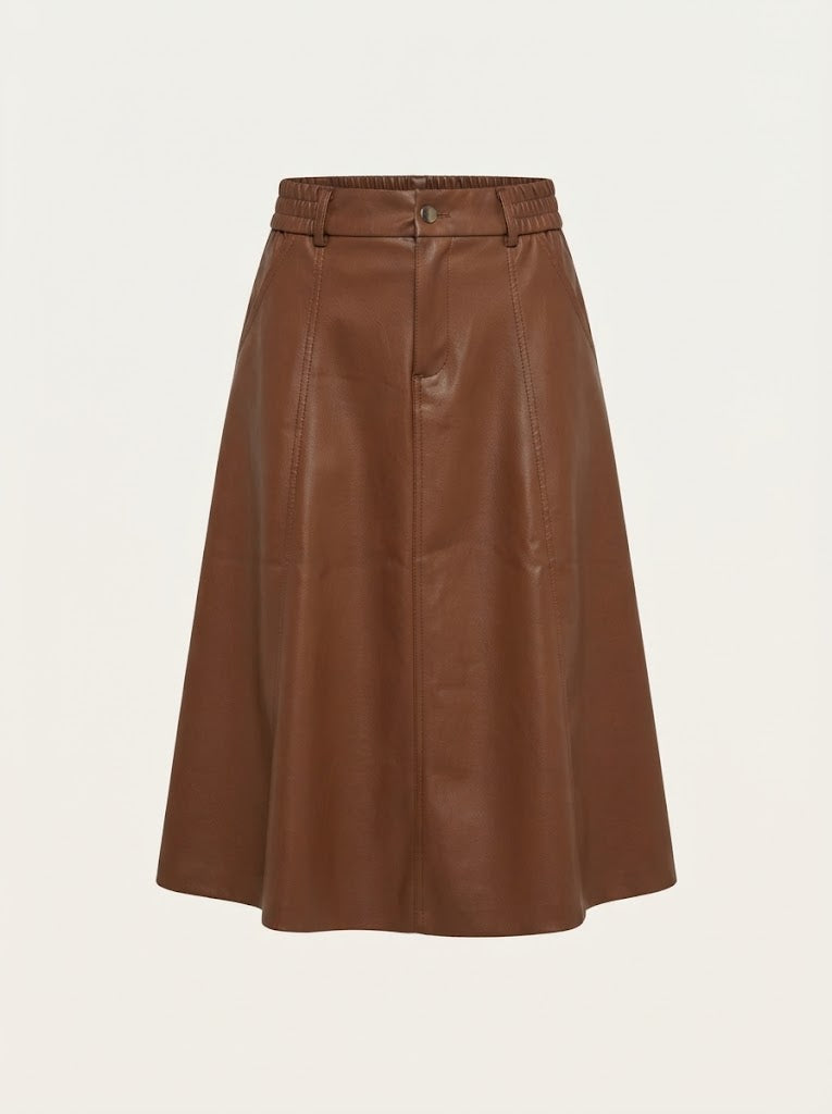 Faux Leather Midi Skirt