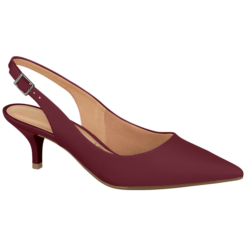 Burgundy Slingback Kitten Heels