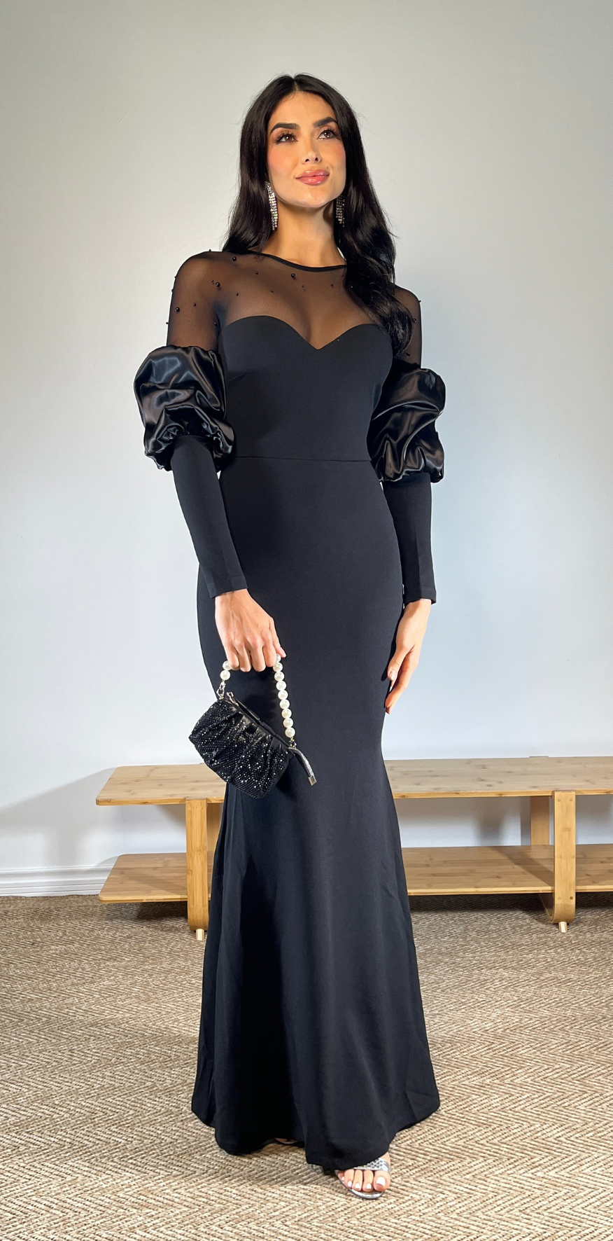 Black Mesh Detail Dress