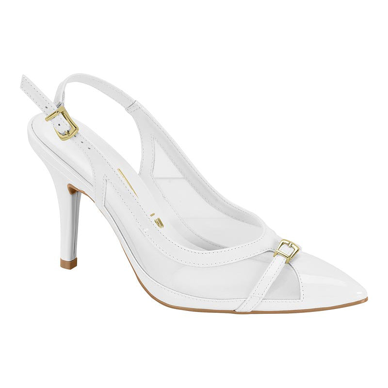 White Mesh Details Heels