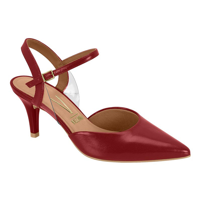 Burgundy Ankle Strap Pointy Heels