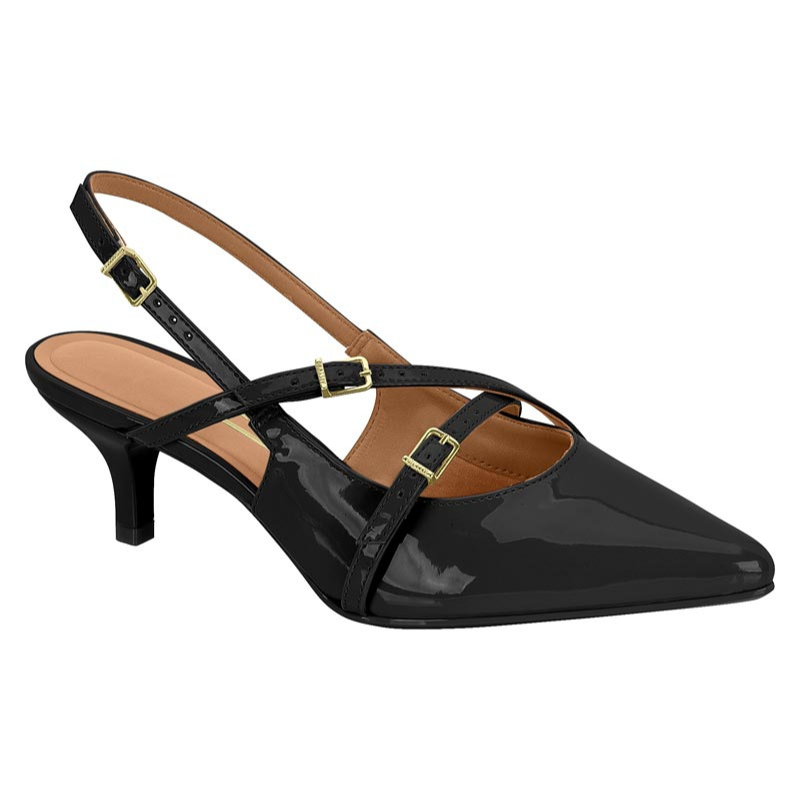Glossy Black Slingback Heels
