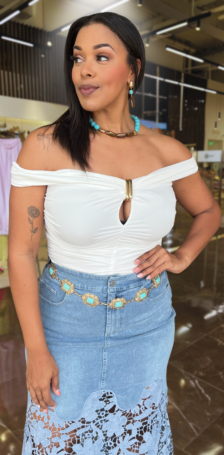 Gold Detail White Top