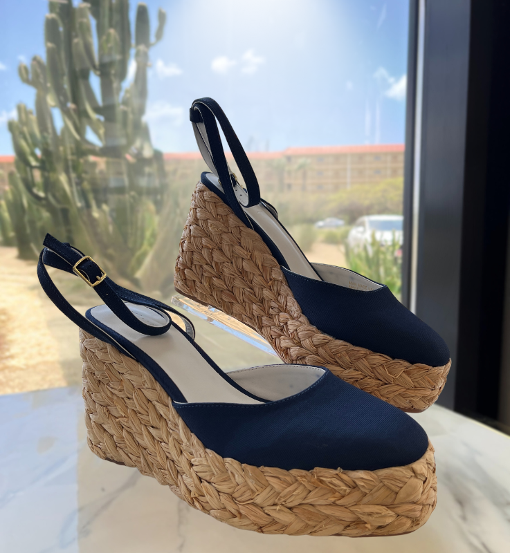 Blue Ankle Strap Wedges