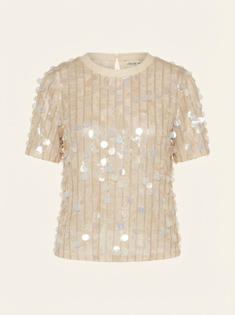 Sequin Short Sleeve Blouse
