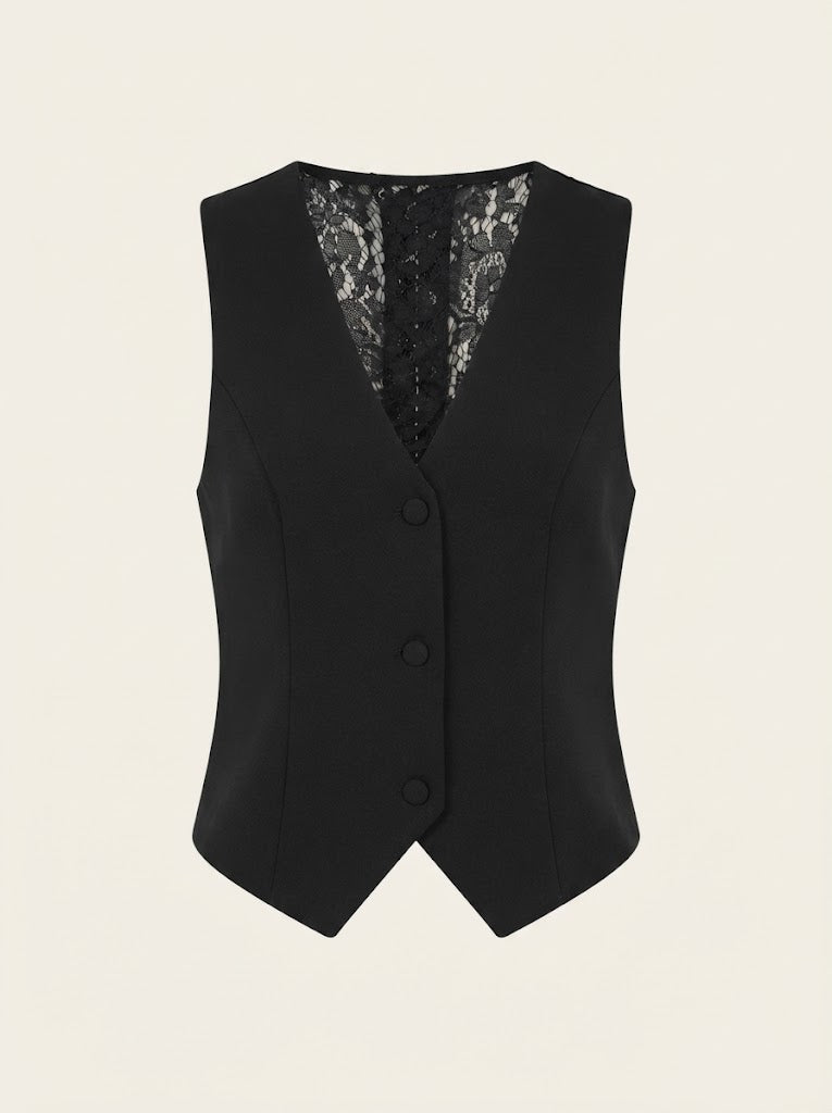 Lace Back Tailored Vest