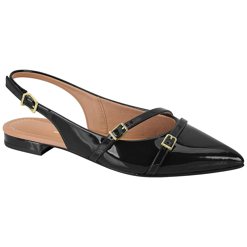 Slingback Glossy Black Flats