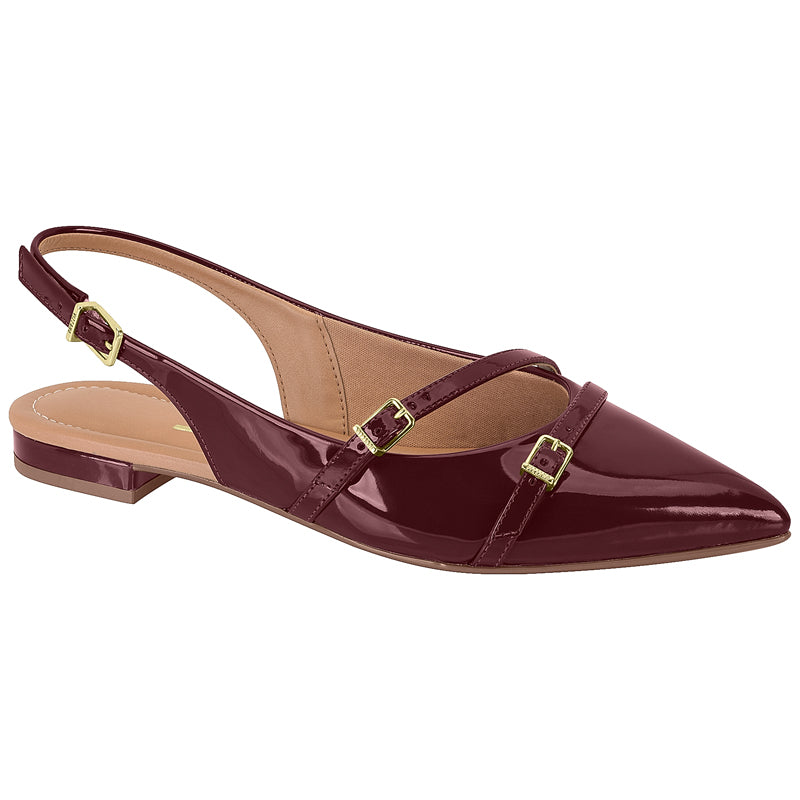 Slingback Glossy Burgundy Flats