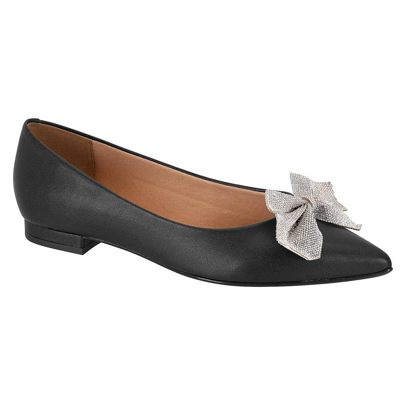 Silver Bow Black Flats