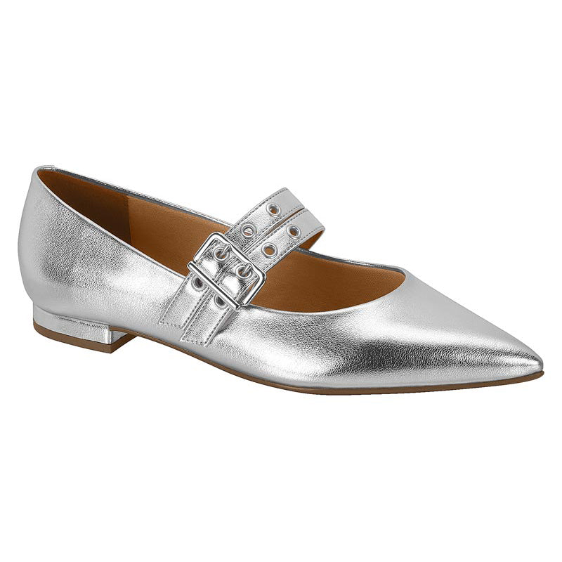 Silver Double Straps Flats