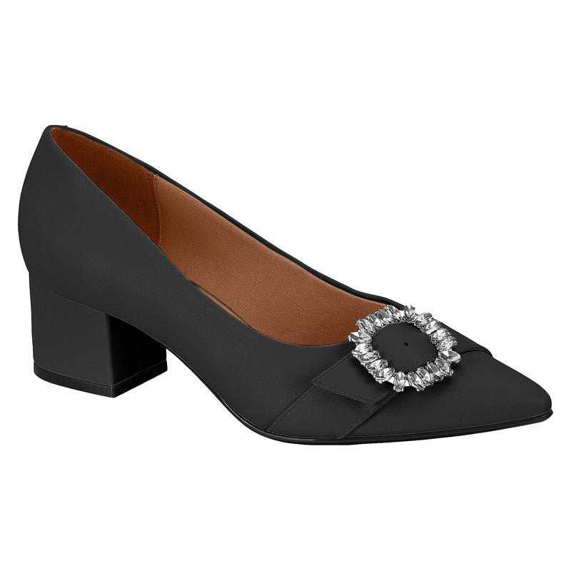 Silver Detail Black Block Heels