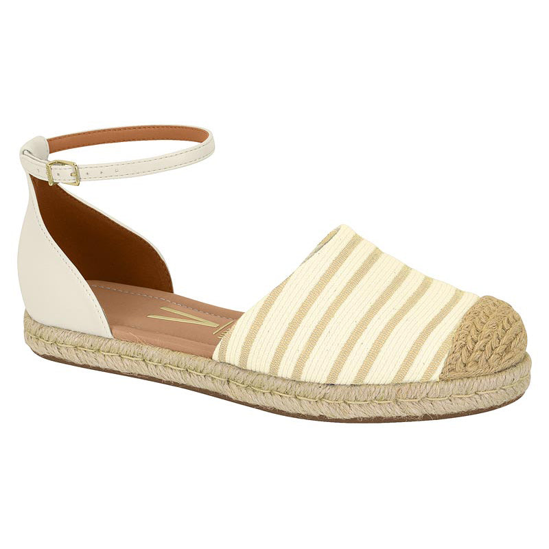 Beige Stripes White Espadrille Sandals