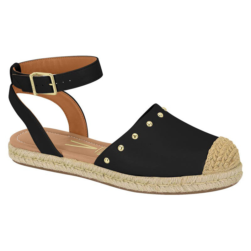 Gold Studs Black Espadrille Sandals