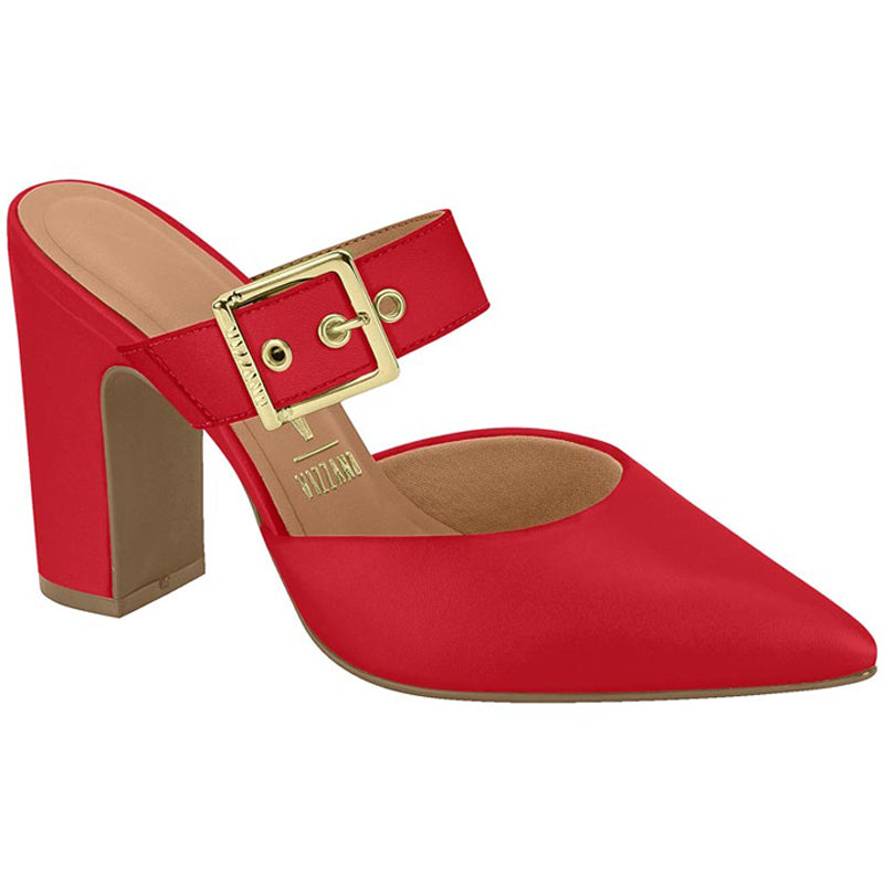 Red Slide Block Heels