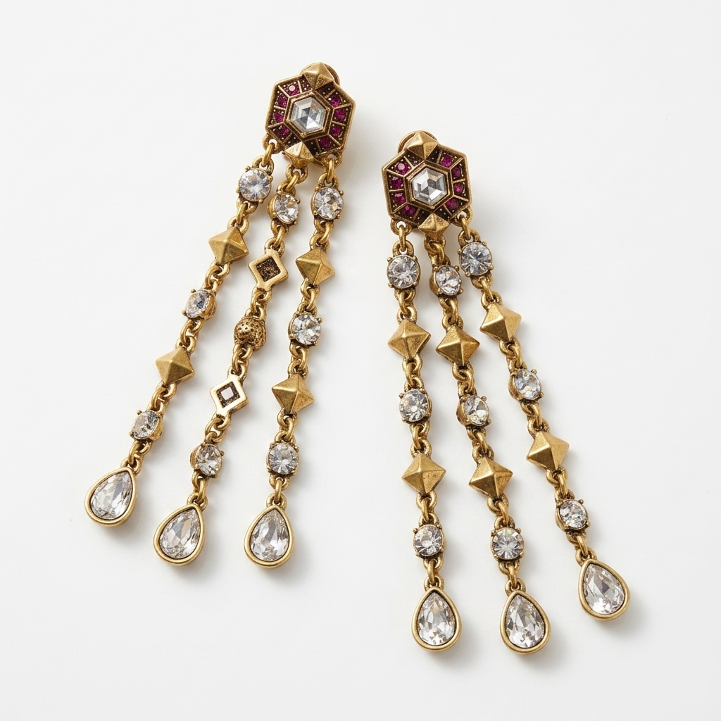 Purple Detail Gold Earrings