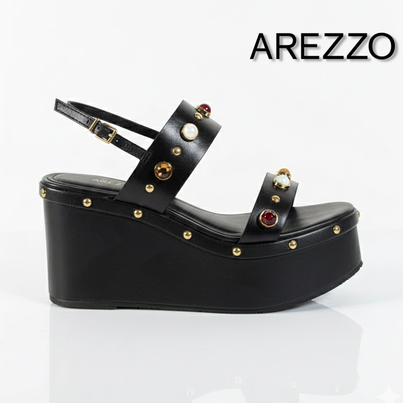 Multi Studded Black Wedges
