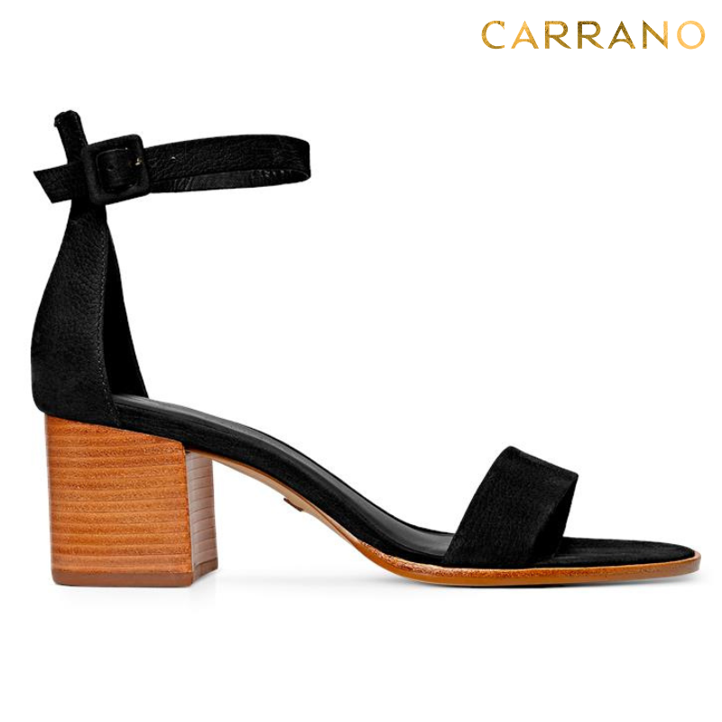 Black Ankle Strap Block Heels