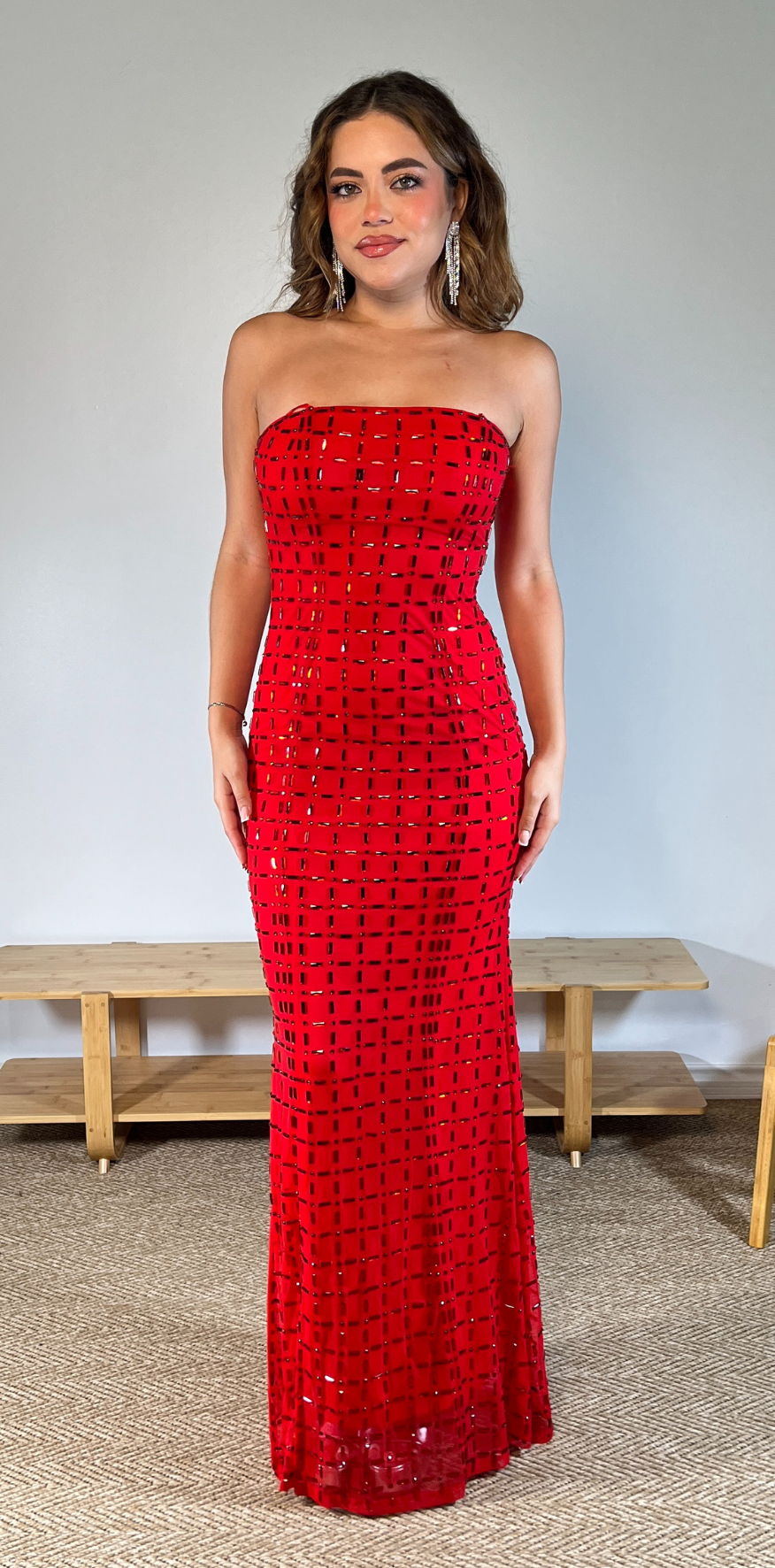 Bright Red Bedazzled Dress