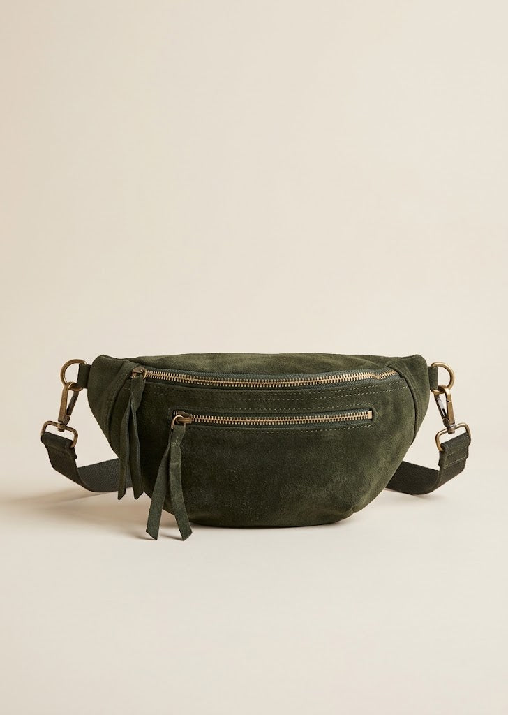 Suede Multi Zip Belt Bag