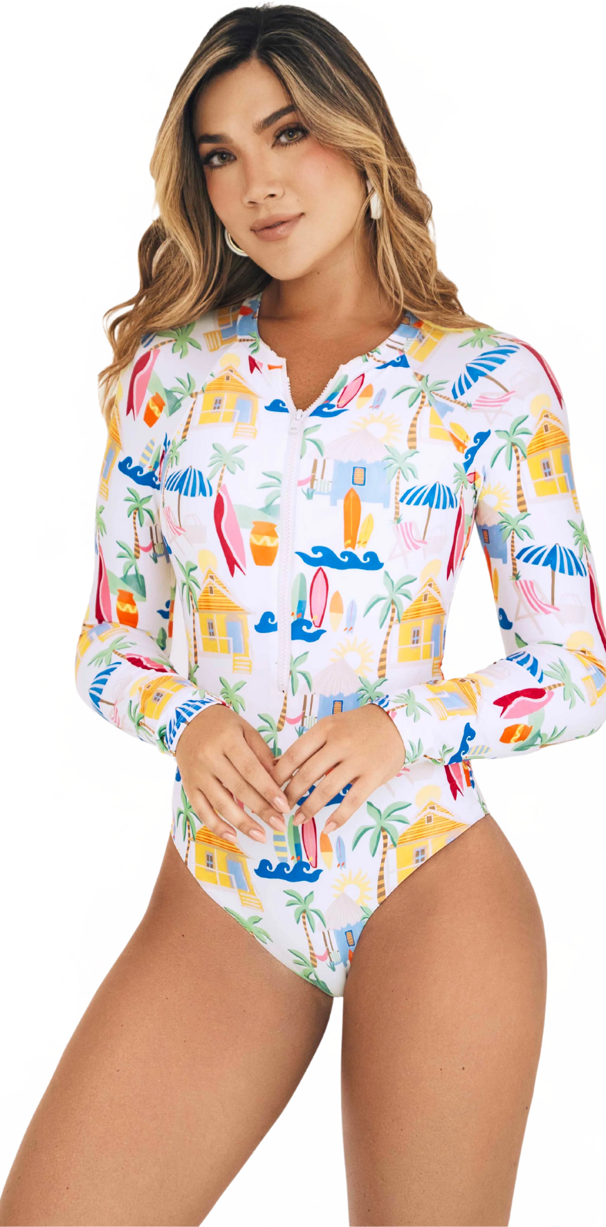 Long Sleeve White Swimsuit
