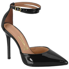 Glossy Black Ankle Straps heels