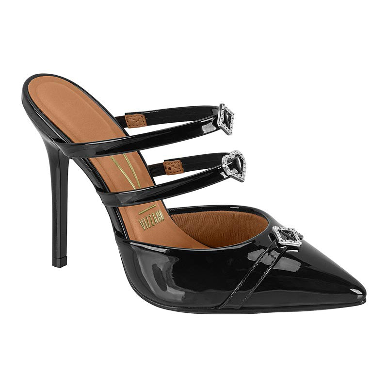 Glossy Black Strappy Heels