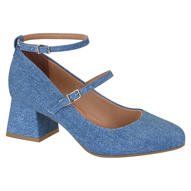 Denim Blue Block Heels