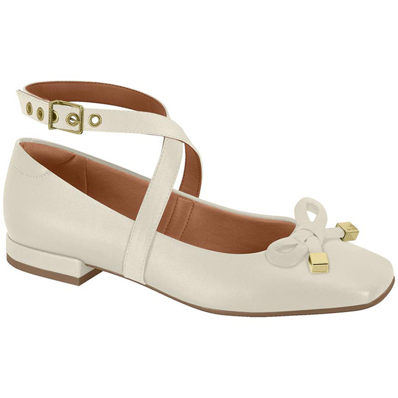 White Ankle Strap Flats