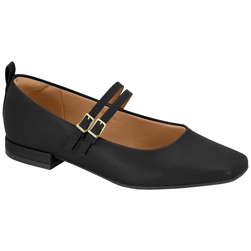 Black Double Straps Flats