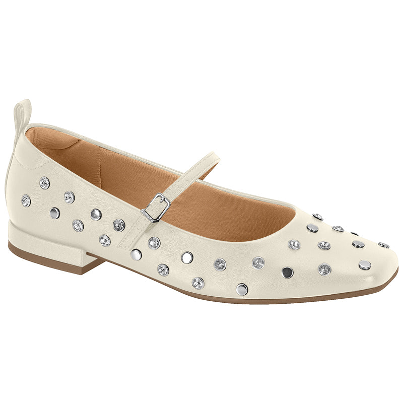 White Studded Flats